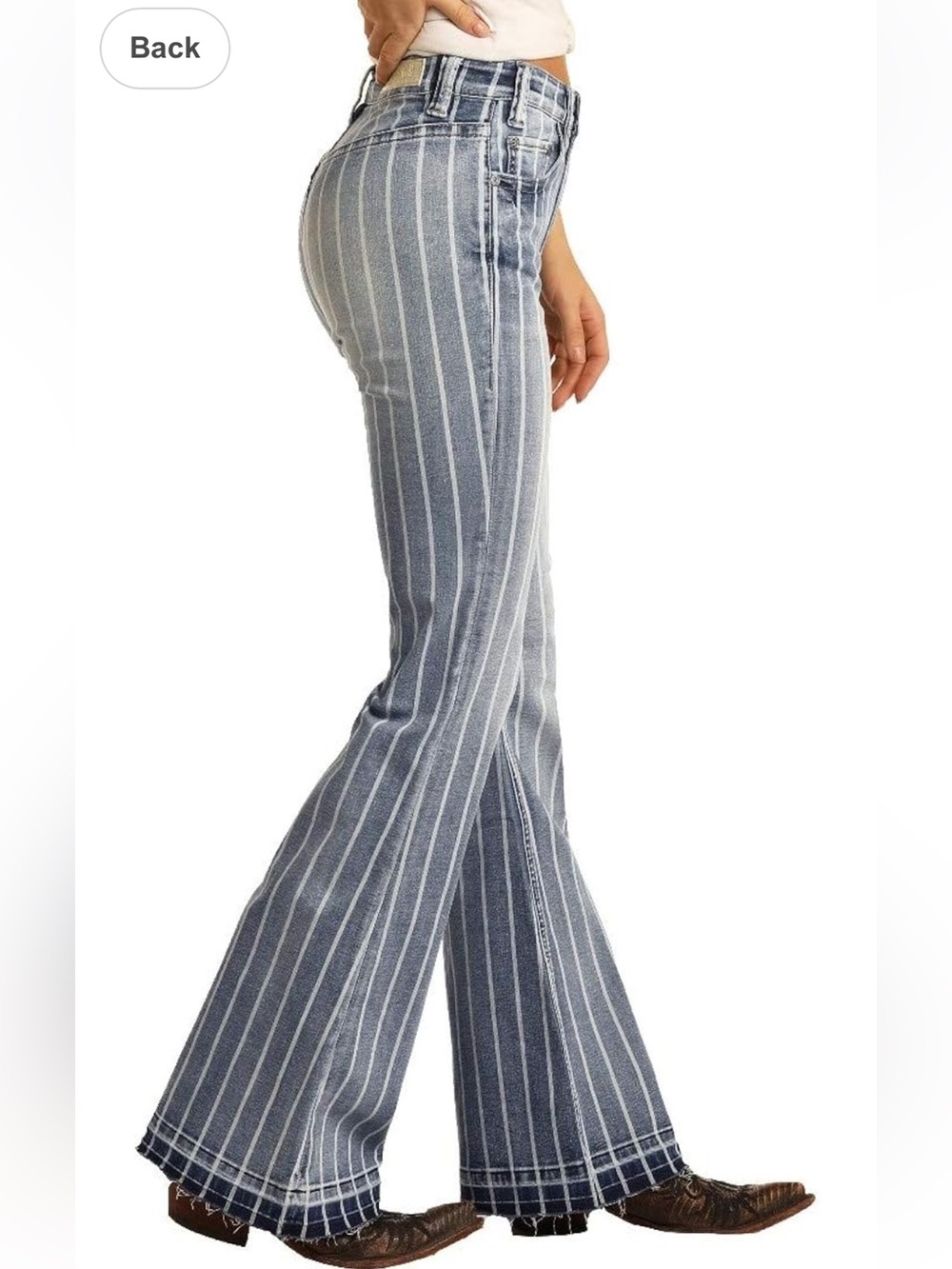 Rock & Roll Cowgirl Light Blue Striped Flare Jeans